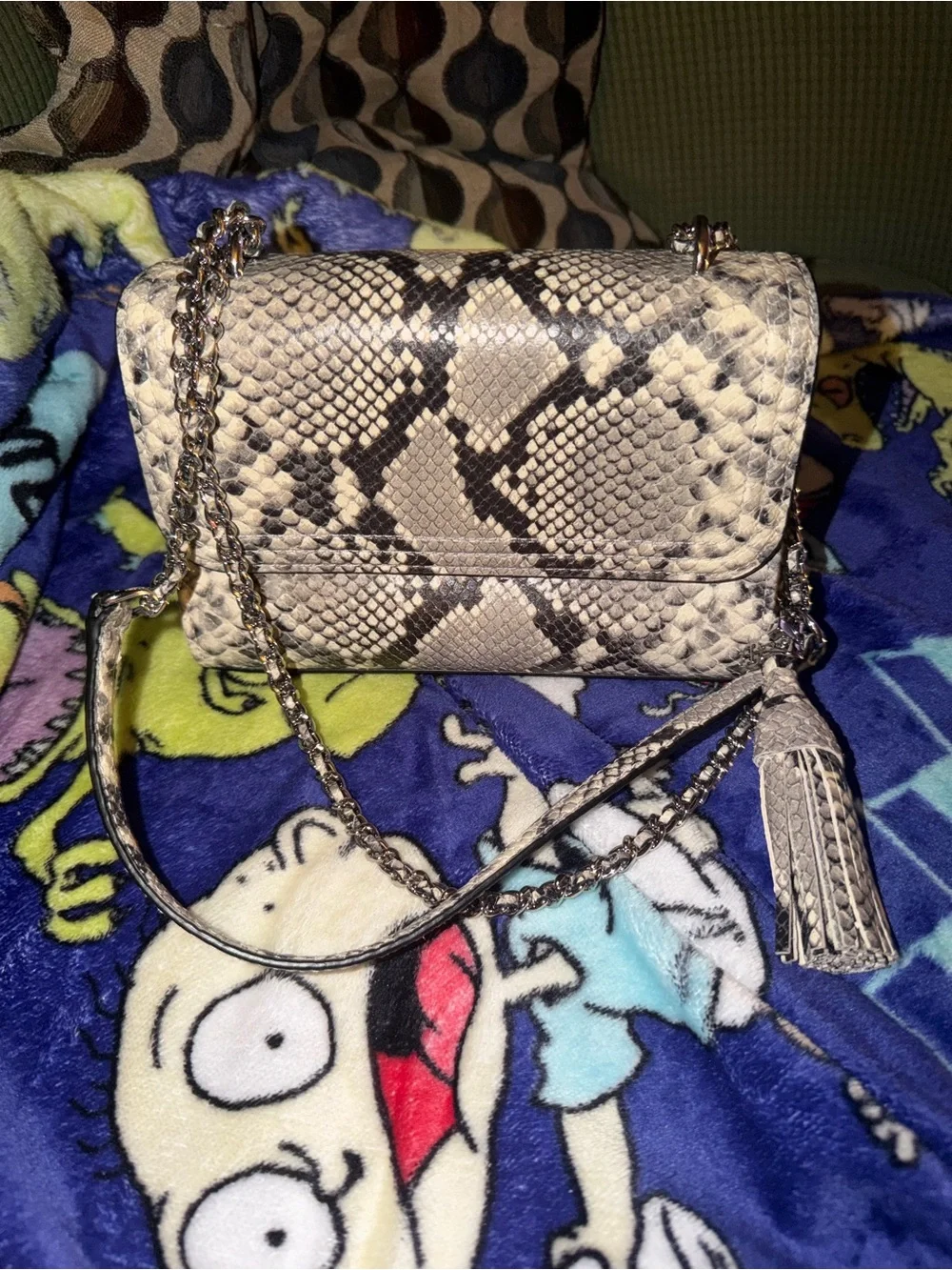 Euc tory burch snakeskin small fleming shoulder bag